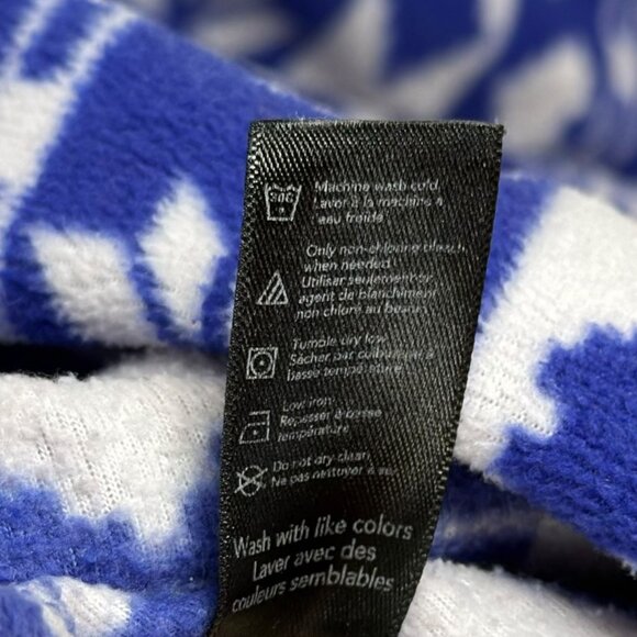 g21 Womens Large Blue Fair Isle Fleece Footed One Piece Pajama Zip Front Gripper - Picture 15 of 15